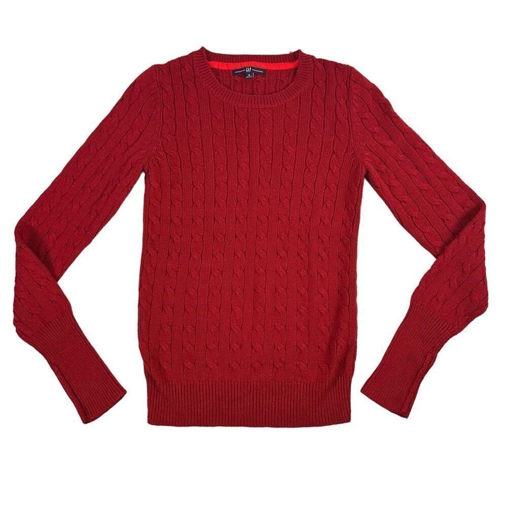 GAP Red Cable Knit Sweater - Crew Neck